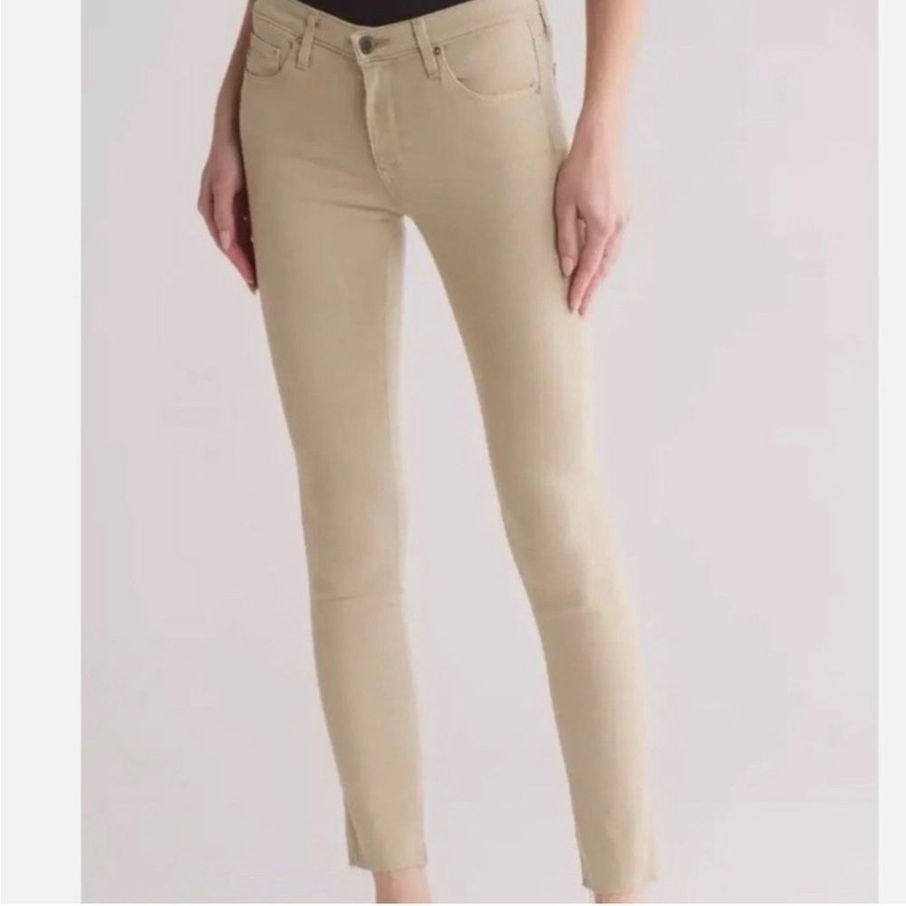 AG Adriano Goldschmied Beige Waxed Legging Ankle Supper Skinny Jeans Size 26